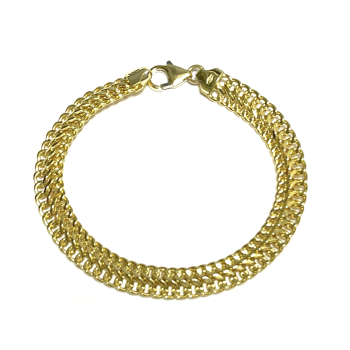 Fjory Armband, 14krt.goud met massief zilveren kern dubbel-gourmet 8mm. (lente:19cm.) - 22058