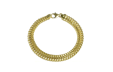 Fjory Armband, 14krt.goud met massief zilveren kern dubbel-gourmet 8mm. (lente:19cm.) - 22058