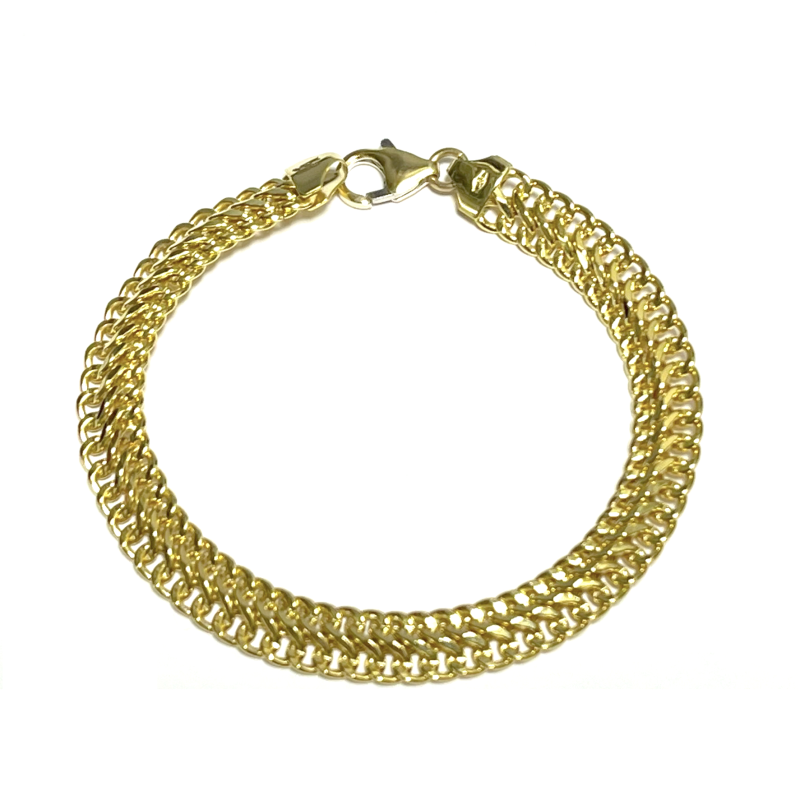 Fjory Armband, 14krt.goud met massief zilveren kern dubbel-gourmet 8mm. (lente:19cm.) - 22058