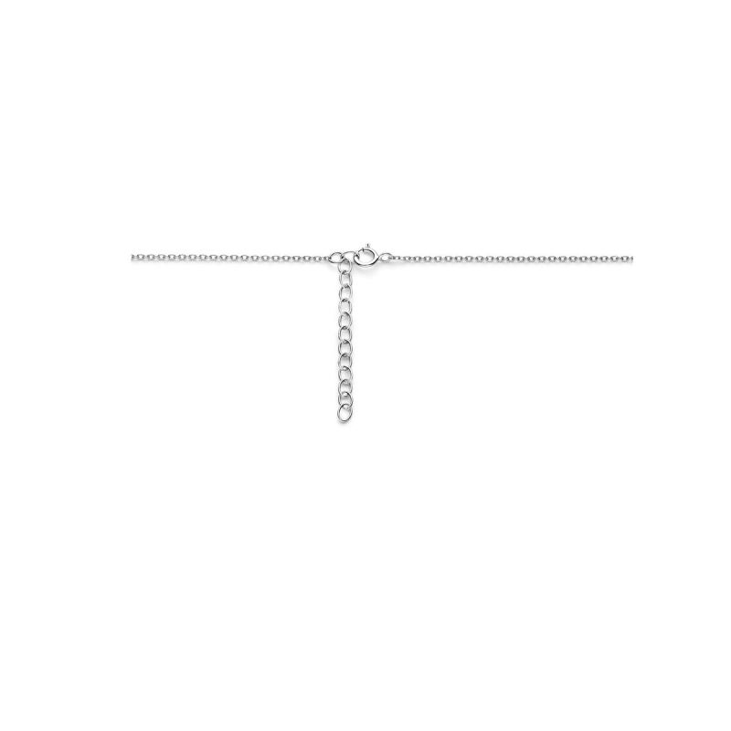 Collier, zilver gerhodineerd  met klaver (lengte: 40-45cm.) - 22073