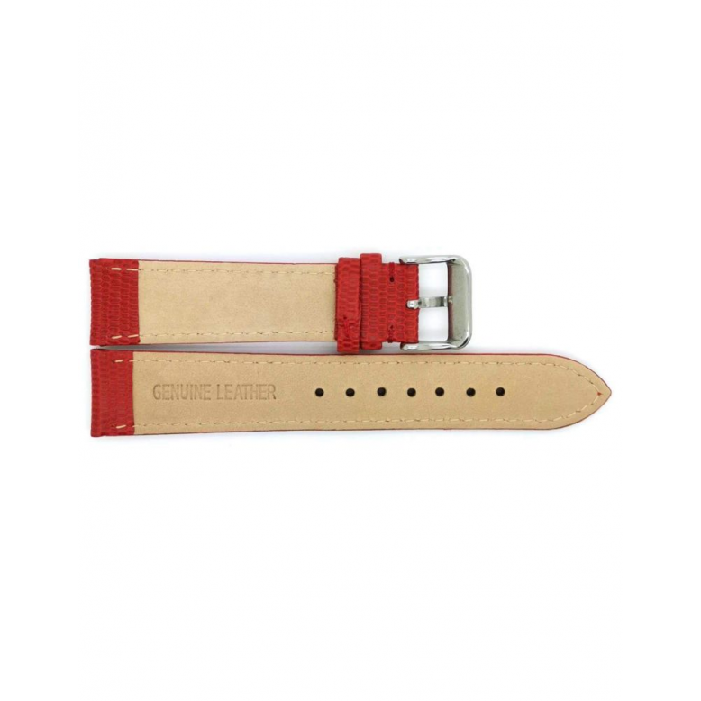 calf leather watch strap with fine lizard print and nubuck lining. This semi padded watch strap is soft and has a stainless steel buckle. - 22082