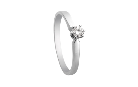 Eclat Solitairring, 14krt.witgoud met diamant: 0,15ct. (maat 18) - 22179