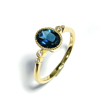 Eclat Ring, 14krt.goud met 0,03ct.diamant en London Blue Topaas (maat 17,5) - 22180 Eclat Ring, 14krt.goud met 0,03ct.diamant en London Blue Topaas (maat 17,5) - 22180