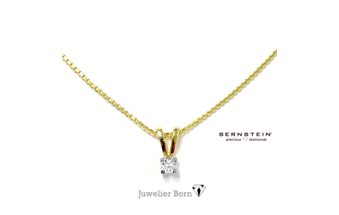 Bernstein Hanger, 14krt.bicolour goud met 0,08ct. diamant (excl.collier) - 22185