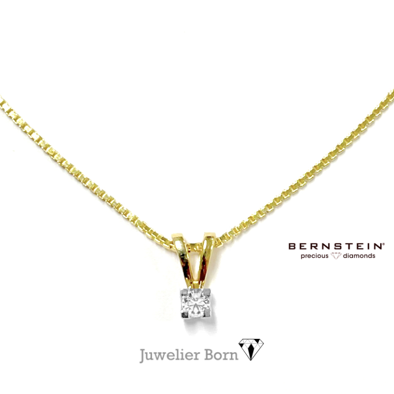 Bernstein Hanger, 14krt.bicolour goud met 0,08ct. diamant (excl.collier) - 22185 Bernstein Hanger, 14krt.bicolour goud met 0,08ct. diamant (excl.collier) - 22185