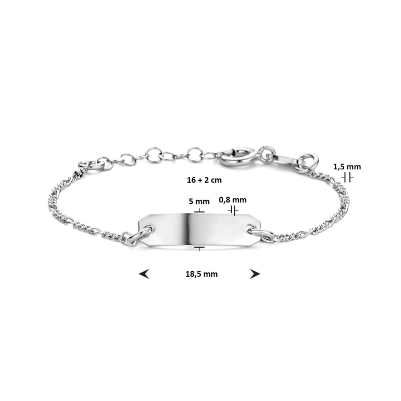 Graveerarmband, zilver gerhodineerd (lengte: 16-18cm.) - 22197