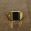 TAJ AMSTERDAM Goldplated  Herenring Adofo met ONYX (mt19,5) - " Krijger" > staat symbool voor kracht - 22222