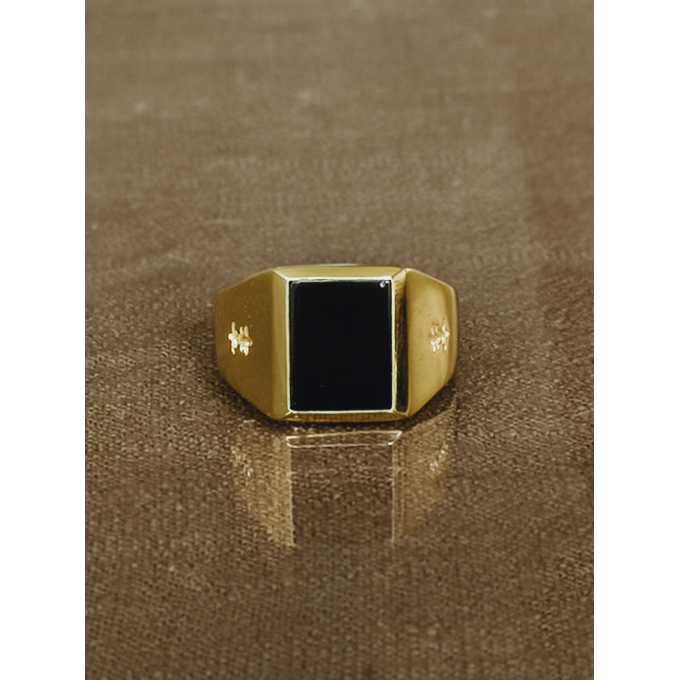 TAJ AMSTERDAM Goldplated Herenring Adofo met ONYX (mt19,5) - " Krijger" > staat symbool voor kracht - 22222 TAJ AMSTERDAM Goldplated Herenring Adofo met ONYX (mt19,5) - " Krijger" > staat symbool voor kracht - 22222