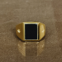 TAJ AMSTERDAM Goldplated  Herenring Adofo met ONYX (mt19,5) - " Krijger" > staat symbool voor kracht - 22222