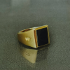 TAJ AMSTERDAM Goldplated  Herenring Adofo met ONYX (mt19,5) - " Krijger" > staat symbool voor kracht - 22222