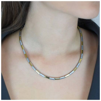 Boccia Collier, Titanium/bicolour Model 0866-02  (breedte schakel 3,5mm.) - 22295