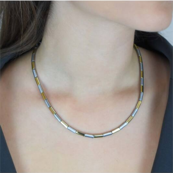 Boccia Collier, Titanium/bicolour Model 0866-02  (breedte schakel 3,5mm.) - 22295
