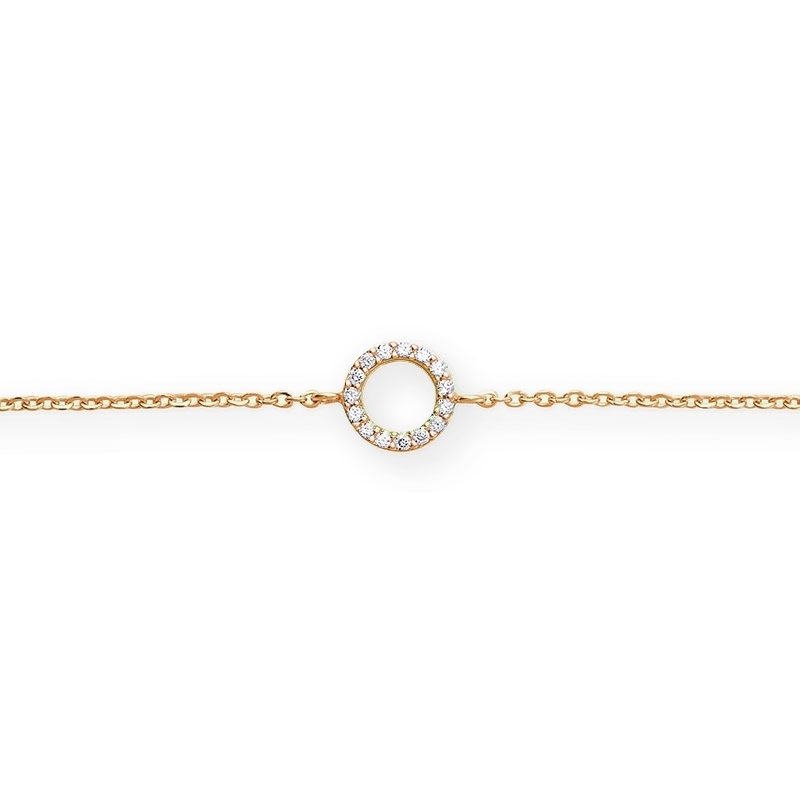 Armband, 14krt goud  met zirconia (lengte: 17-19cm.) - 22324