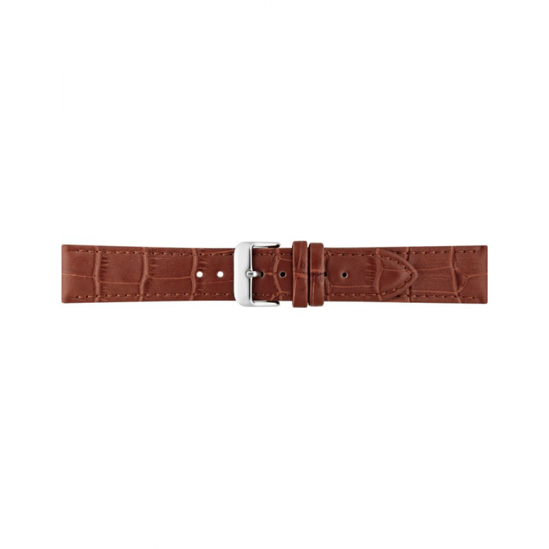 Horlogeband 18mm Bruin, krokodillenprint - 22320