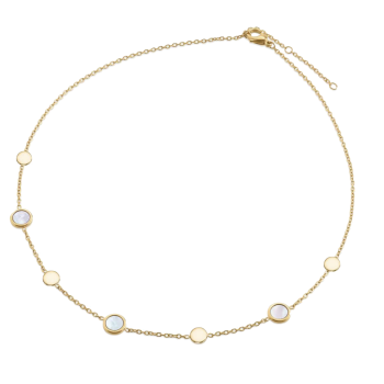 Boccia Collier, Titanium/verguld Model 08056-02  met ingelegd parelmoer (lengte 42-47cm.) - 22344