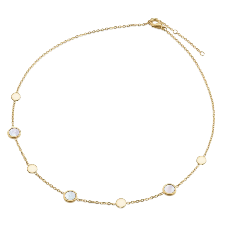 Boccia Collier, Titanium/verguld Model 08056-02 met ingelegd parelmoer (lengte 42-47cm.) - 22344 Boccia Collier, Titanium/verguld Model 08056-02 met ingelegd parelmoer (lengte 42-47cm.) - 22344