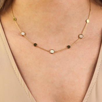 Boccia Collier, Titanium/verguld Model 08056-02  met ingelegd parelmoer (lengte 42-47cm.) - 22344