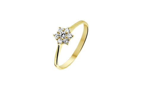 HC Ring, 14krt.goud met zirconia (maat 17,5) - 22354