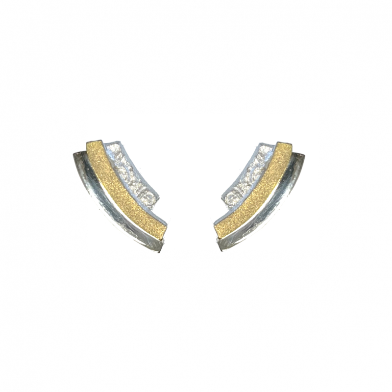 AUDAR Oorknoppen, model 1992S zilver met 18 krt.goud (lengte: 15mm.) - 22363 AUDAR Oorknoppen, model 1992S zilver met 18 krt.goud (lengte: 15mm.) - 22363
