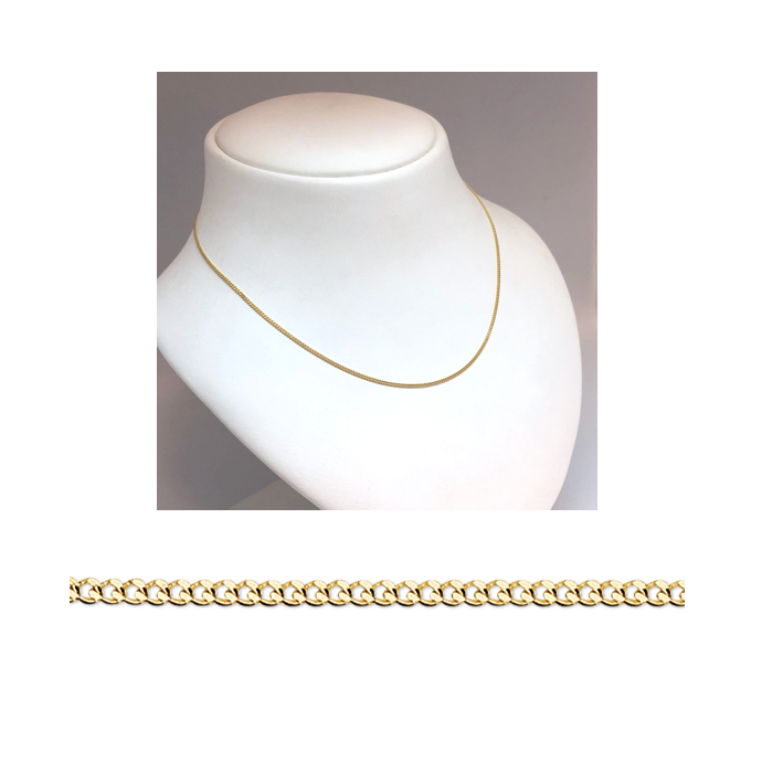 Collier, 14krt.geelgoud gourmetschakel 1mm. (lengte: 42cm.) - 18157