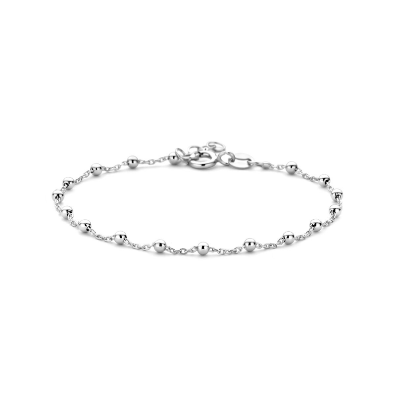 Armband, zilver met bolletjes (lengte 17-19cm.) - 22064
