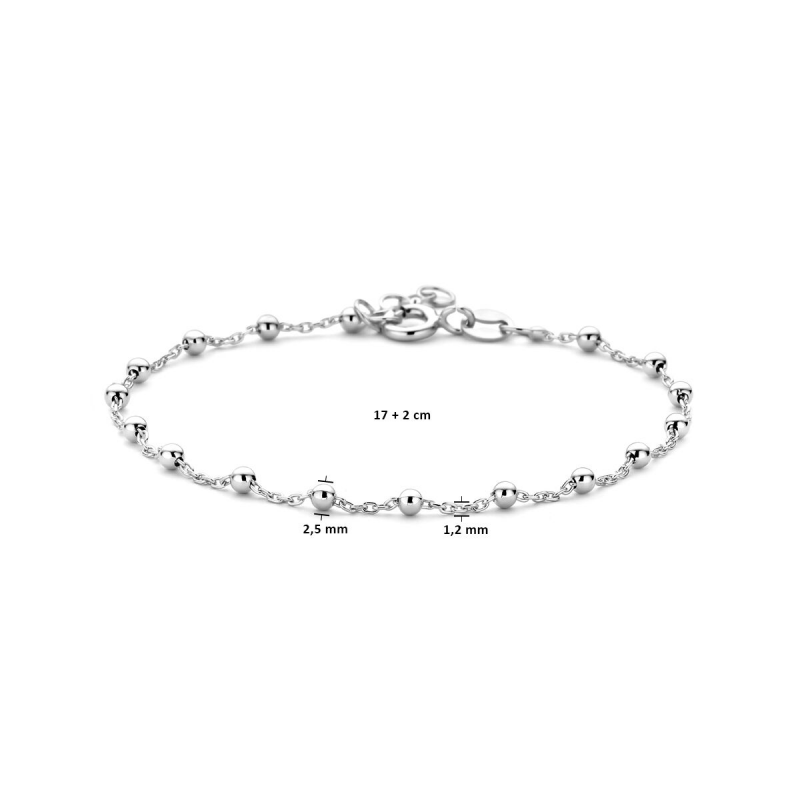 Armband, zilver met bolletjes (lengte 17-19cm.) - 22064