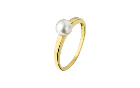HC Ring, 14krt.goud met zoetwaterparel 7,8mm.(maat 17,5) - 22065