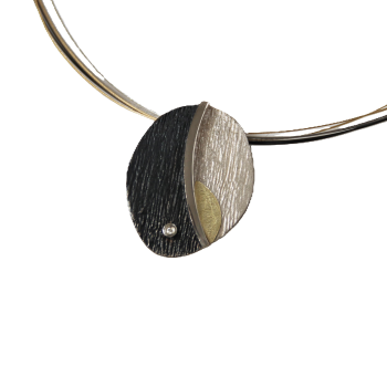 AUDAR Collier met hanger, model 1952 zilver met 18 krt.goud (lengte:43cm.) - 22375