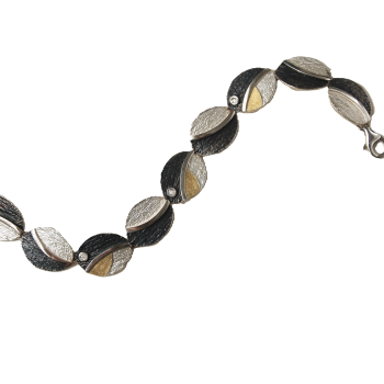 AUDAR Armband, model 1952 zilver met 18 krt goud en 0.03ct.diamant (lengte 18cm) - 22379