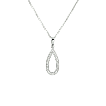 Collier, zilver inclusief hanger met zirkonia (lengte:42-45cm.) - 18291 Collier, zilver inclusief hanger met zirkonia (lengte:42-45cm.) - 18291