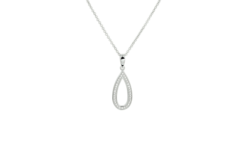 Collier, zilver inclusief hanger met zirkonia (lengte:42-45cm.) - 18291