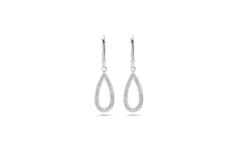 Oorhangers, zilver met zirkonia (24x2mm.) - 18285