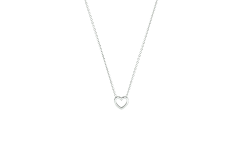 Collier, zilver gerhodineerd met hart (36-40cm.) - 18588