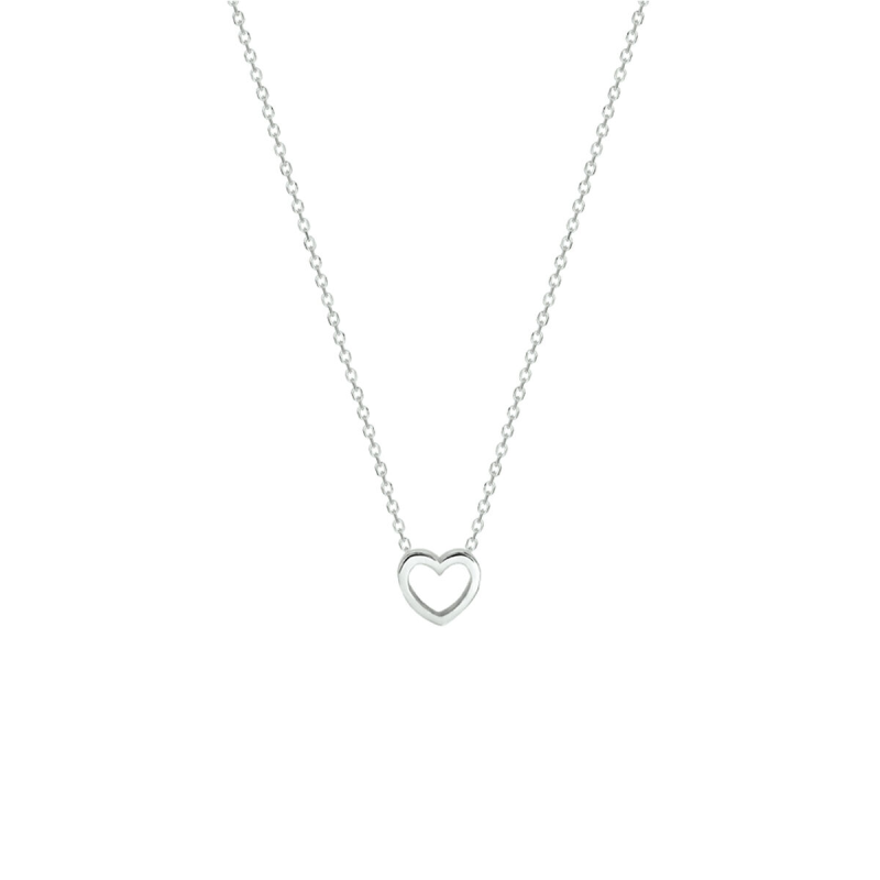 Collier, zilver gerhodineerd met hart (36-40cm.) - 18588