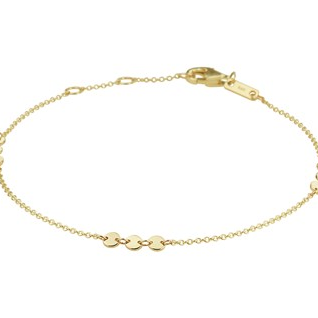 Armband, 14krt goud ankerschakel met rondjes (lengte: 17-19cm.) - 18595