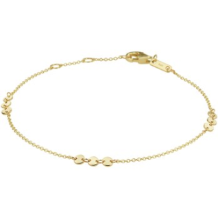 Armband, 14krt goud ankerschakel met rondjes (lengte: 17-19cm.) - 18595 Armband, 14krt goud ankerschakel met rondjes (lengte: 17-19cm.) - 18595