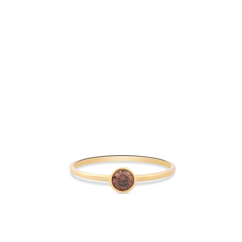 Swing Jewels Ring, 14krt goud met bruin zirkonia 5mm. (maat 52) - 19028 Swing Jewels Ring, 14krt goud met bruin zirkonia 5mm. (maat 52) - 19028