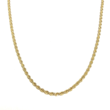 Fjory Collier, 14krt.goud met massief zilveren kern koord 3mm. (lente:45cm.) - 19144