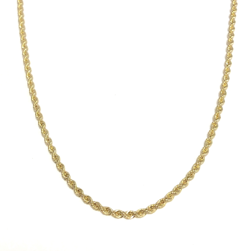 Fjory Collier, 14krt.goud met massief zilveren kern koord 3mm. (lente:45cm.) - 19144 Fjory Collier, 14krt.goud met massief zilveren kern koord 3mm. (lente:45cm.) - 19144