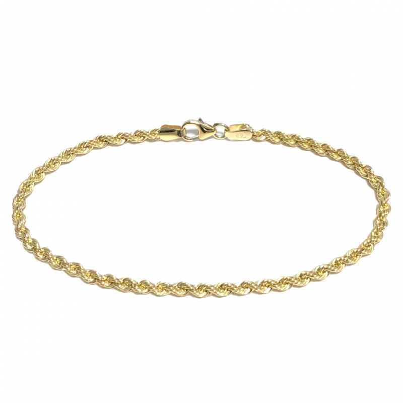 Fjory Armband, 14krt.goud met massief zilveren kern koord 3mm. (lente:19cm.) - 19145