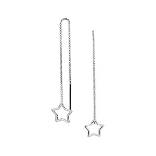 Oorhangers, zilver gerhodineerd doortreksysteem open ster - 19364