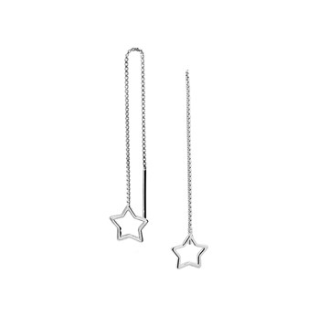 Oorhangers, zilver gerhodineerd doortreksysteem open ster - 19364 Oorhangers, zilver gerhodineerd doortreksysteem open ster - 19364