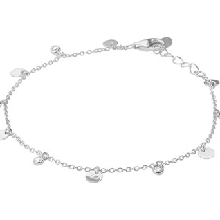 Armband, zilver gerhodineerd met zirkonia ( lengte: 16.5-18.5cm.) - 19367