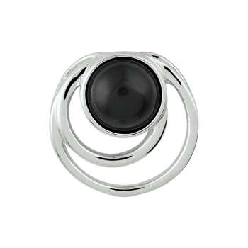 Hanger, zilver gerhodineerd met onyx (13mm.) - 19472
