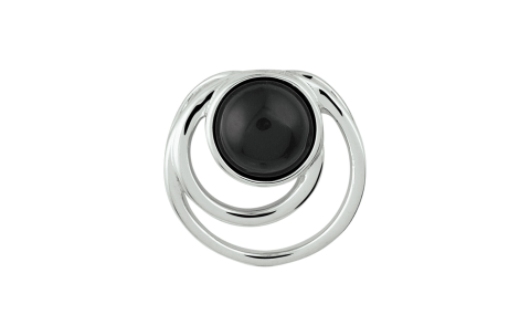 Hanger, zilver gerhodineerd met onyx (13mm.) - 19472