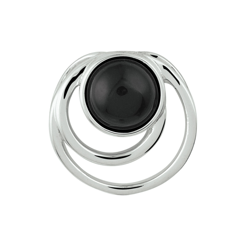 Hanger, zilver gerhodineerd met onyx (13mm.) - 19472