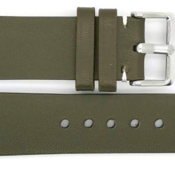 Horlogeband, 20 mm - Groen - 3 mm dik - met Stiksel - echt Kalfsleer - 19627