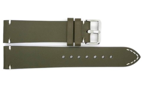 HC Horlogeband, 20 mm - Groen - 3 mm dik - met Stiksel - echt Kalfsleer - 19627
