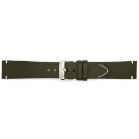 Horlogeband, 20 mm - Groen - 3 mm dik - met Stiksel - echt Kalfsleer - 19627 Horlogeband, 20 mm - Groen - 3 mm dik - met Stiksel - echt Kalfsleer - 19627