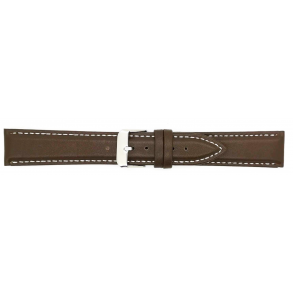 Horlogeband, 20 mm - D.Bruin - Gevuld - met  wtte Stiksel - echt Kalfsleer - 19618